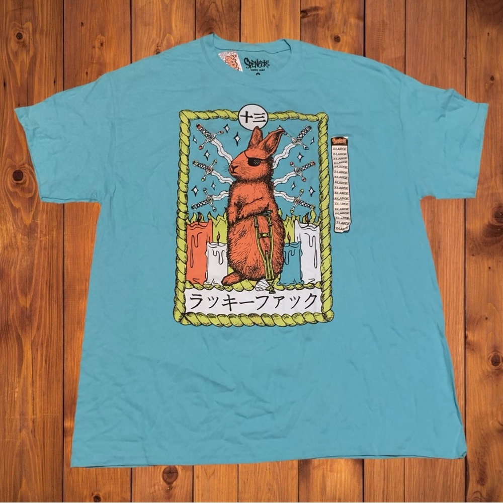 Spencer’s Superstitious Funny Lucky Rabbit Shirt 6 of Swords Cute Goth Scene